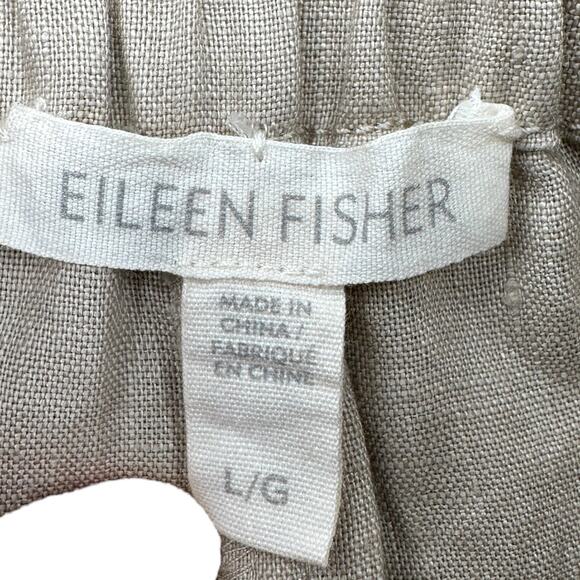 Eileen Fisher Beige Elastic Waistband Linen Capri Pants Womens Size Large - Picture 3 of 7